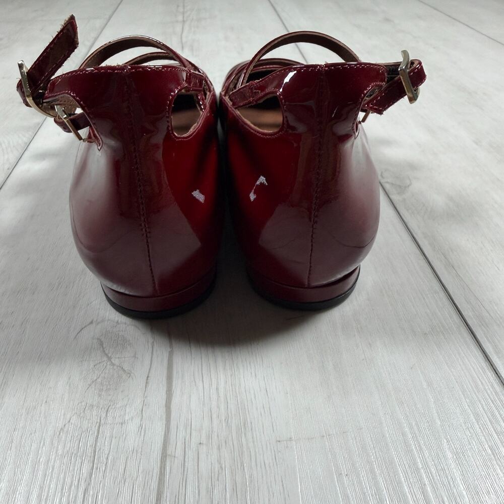 ALOHAS Luke Burgundy Patent Leather Mary Jane Flats Square Toe Euro Size 40 - Picture 5 of 8